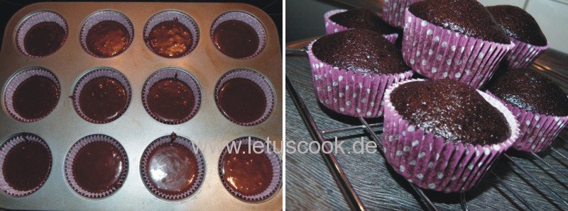 Schokomuffins mit Aprikosenmarmelade